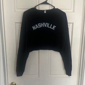 Bella Canvas Black 'NASHVILLE' Cropped Crewneck Sweatshirt